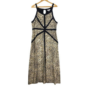 Christine Maxi Dress Size 2X Leopard Print Stretch Travel No Iron Knit Babydoll